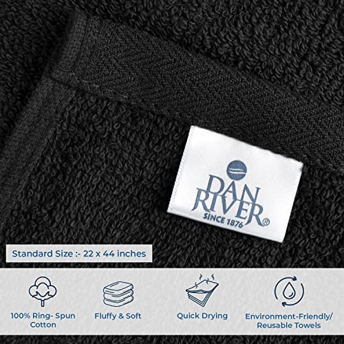 Dan River 100% Cotton Economy Bath Towels Set Pack Of 6| Super Absorbent Quick Drying Hotel Quality Towels For Home, Gym, Spa & Daily Use | Black, 22”X44”, 400 Gsm #TOP2