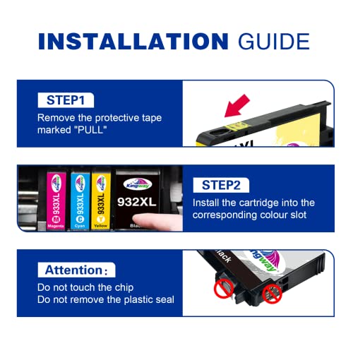 KINGWAY 932XL 933XL Cartuchos de Tinta Compatibles para HP 932 933 932XL 933XL para HP Officejet 7612 7510 7110 7610 6100 6600 6700 (4 Negro 2 Cian 2 Magenta 2 Amarillo)