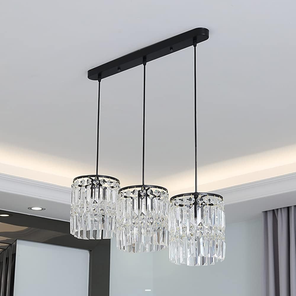 Lustre en cristal de style ferme doré et noir pour salle à manger