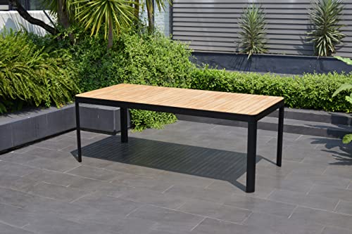 Image of Brampton Seizur Rectangular Dining Black Table | Ideal for Patio and Outdoors | Certified Teak