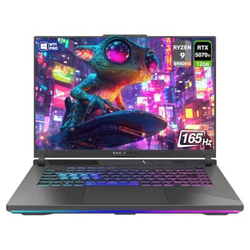 Image of ASUS ROG Strix G16 Gaming Laptop, AMD Ryzen 9-8940HX, 32 GB DDR5 RAM, 1 TB PCIe SSD, 16 inch WUXGA (1920x1200) 165Hz Display, Nvidia G-Force RTX 5070Ti, 4-Zone RGB Backlit Keyboard, W11 Pro, Eclipse Grey