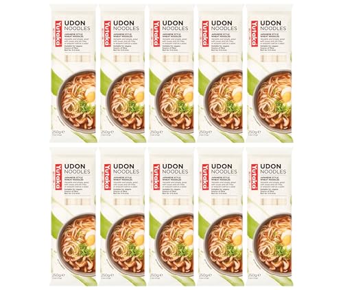Yutaka Udon Noodles 250g (Pack of 10) | Japanese Style Wheat Udon Noodles 250g x10 | Thick Chewy Texture for Soup Stir-Fry & Cold Salads | Vegan