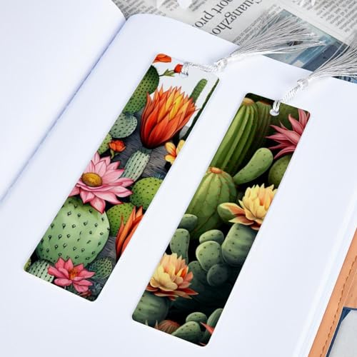 Marque-pages colorés cactus lot de 6 pour lecture