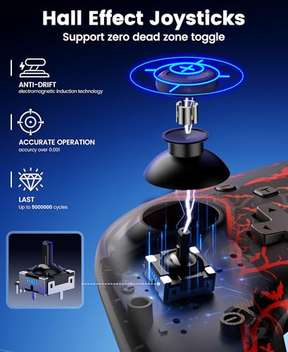 Image of Switch 2 Controller for Nintendo Switch 2 /Switch /OLED /Lite, Wireless Switch Controllers with Charging Dock, RGB Switch 2 Pro Controller with Hall Effect, Macro, Turbo and Vibration, Pumpkin Glow