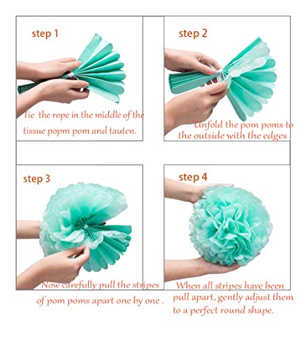 Image of Lucky Green Tissue Paper Pom Poms, St. Patrick's Day Party Decoration Kit 21pcs of 8,10,12 inch Paper Pom Poms for Birthday Graduation Baby Shower, Spring School DIY Parties
