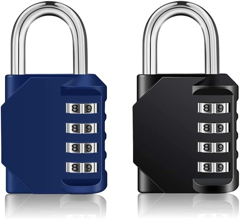 ZHEGECombination Locker Lock, 4 Digit Outdoor Padlock for Gym, School, Gates, Doors, Fence, Hasps and Storage（Blue and Blcck）