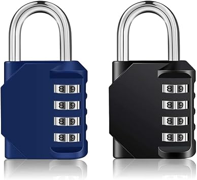 ZHEGE Combination Locker Lock, 4 Digit Outdoor Padlock for Gym, School, Gates, Doors, Fence, Hasps and StorageBlue and Blcck