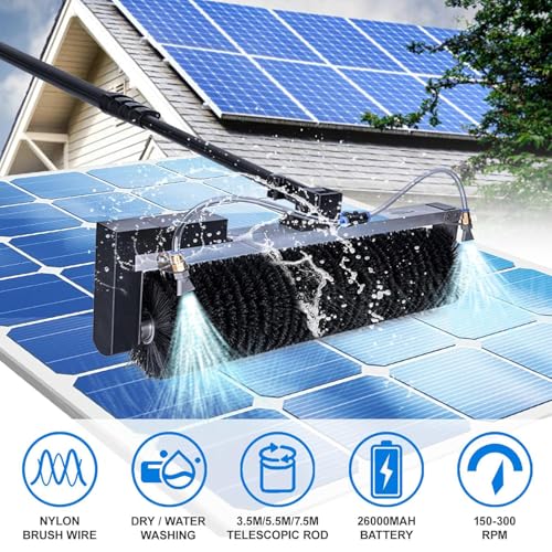 Kit De Limpieza De Paneles Solares De 11,4 Pies/18 Pies/24,6 Pies, Herramienta De Limpieza De Ventanas con Suministro De Agua, Cabezal De Cepillo Y Mango para Limpieza D,7.5m/24.6ft