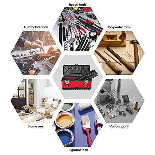 Jack Boss Steel Tool Box 15.5 Inch Small Portable Tool Organizer Box with Built-in Short Non-slip Handle Car Box with Removable tray - Thumbnail 7