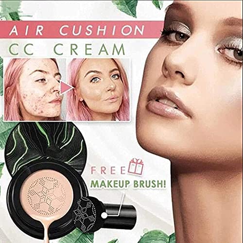 Mushroom Head Air Cushion CC Cream Foundation, Moisturizing Concealer BB Cream Nude Long Lasting Matte CC Cream Makeup Liquid Flawless Foundation (Natural Color)