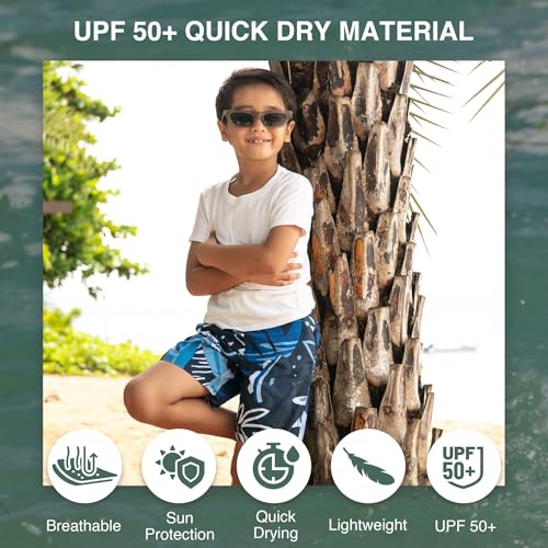 Image of Kanu Surf Boys' Victor Stripe Quick Dry Beach Board Shorts Swim Trunk