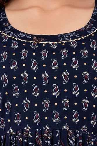 Image of Women's Feeding Kurta Cotton | Floral Anarkali Pregnancy Kurta with Nursing Zipper | Pre & Post Partum | Maternity Dresses | Mom to Be Gift