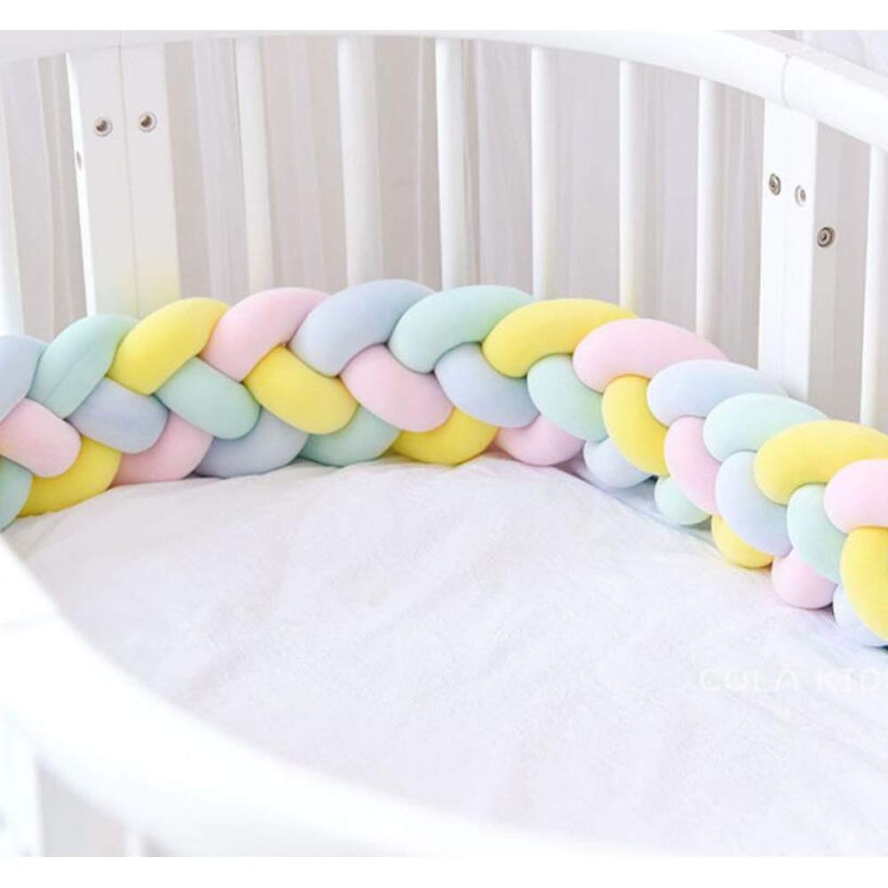 Braided Crib Bumper Soft Knot Pillow Protective & Decorative Long Baby Nursery Bedding Cushion Knot Plush Pillow Cushion Plush Pillow Nursery,Multi-colored-E-4M