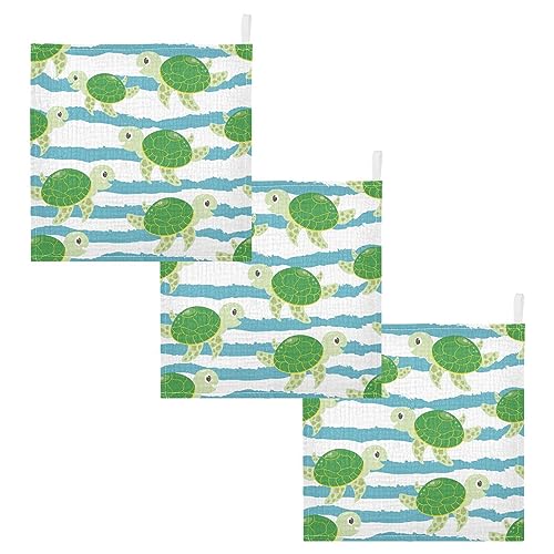Image of vvfelixl Cute Characters Green Turtles Baby Burp Cloths Baby Muslin Washcloths for Boys Girls Cotton Baby Face Towel for Newborn Infants Soft and Absorbent 11.8 X 11.8 in, 5 Pack