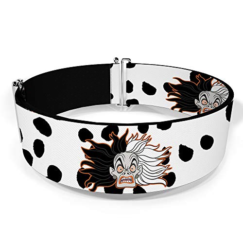 Buckle-Down Belt Women's Cinch Cruella De Vil Driving Mad Face Dalmatian Spots White Black Available In Adjustable Sizes2