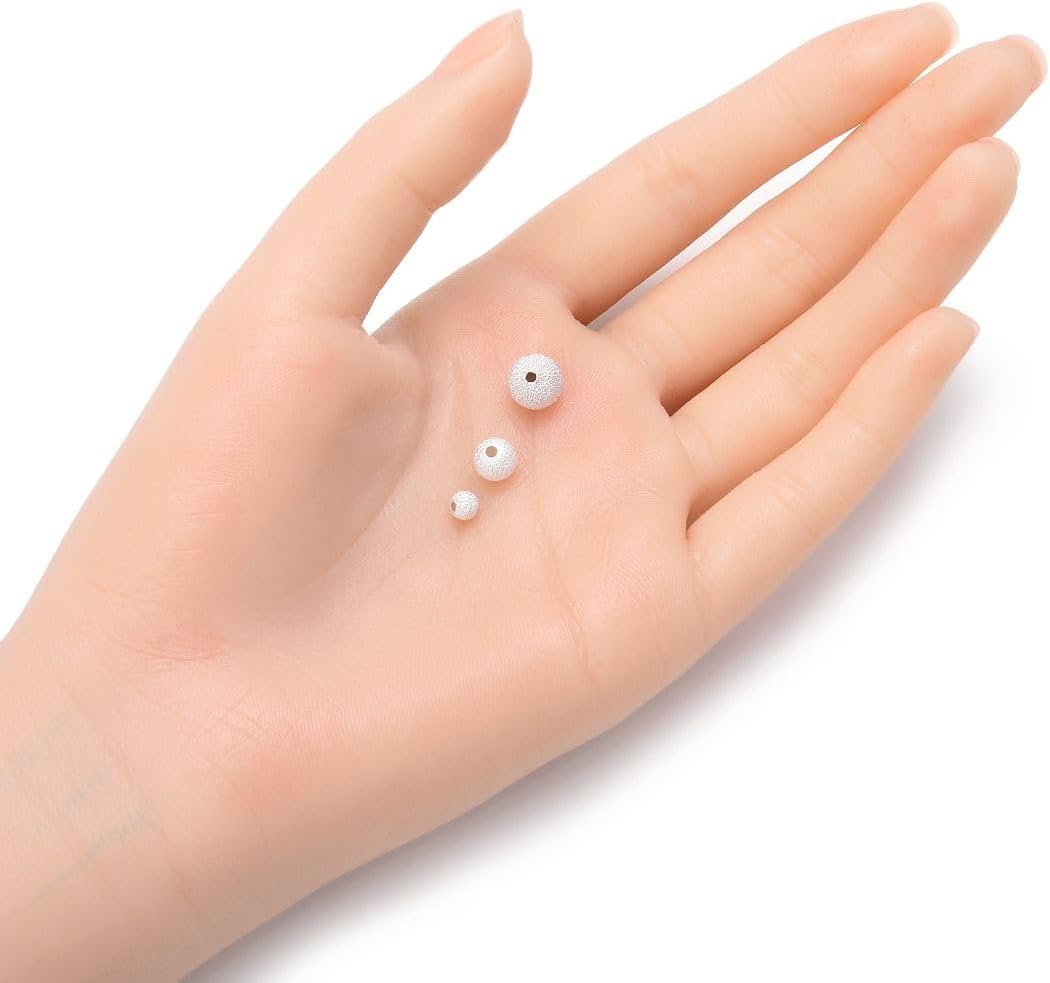 20pcs Adabele Authentic 925 Sterling Silver 6mm (0.24 Inch) Sparkle Stardust Round Loose Beads Spacer for DIY Craft Jewelry Making SS245-6