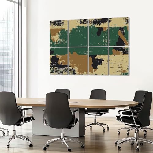 8 Pack Paneles Acústicos Decorativos Absorbentes de Sonido Beige Camuflaje Bosque Patrón Verde con Manchas Negras y Parches Marrones para Estudios de Grabación Oficina 48"x32" miniatura 7