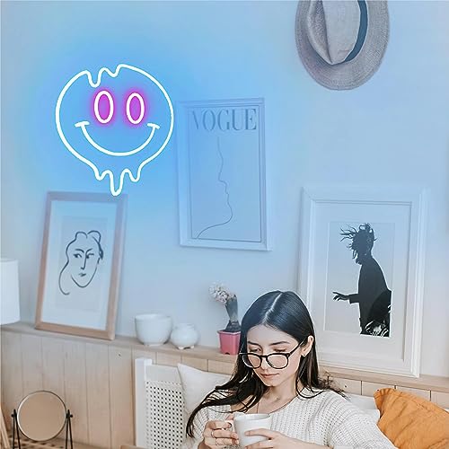 Image of Smiley Face Neon Sign Dimmable Neon Signs for Wall Decor 12.2x12.2 Inch Neon Sign Preppy Room Decor Led Signs for Teen Girls Bedroom Dorm Wall Decor Dorm Aesthetic Smiley Face Decor