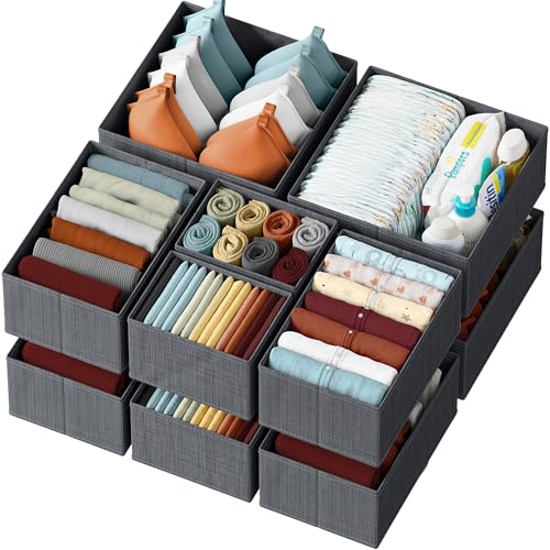 Image of Drawer Organizer Set of 12 Dark Grey - Nursery, Bedroom, Closet Organizer & Storage