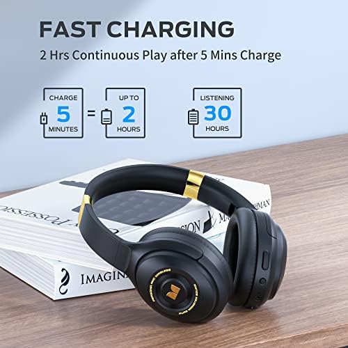 Noise Cancelling Headphones, Monster Persona ANC Headphones Over Ear, Wireless Headphones Hi-Fi Audio Deep Bass,Quick Charge 30H Playtime, Memory Foam Ear Cups, for Travel, Home Office