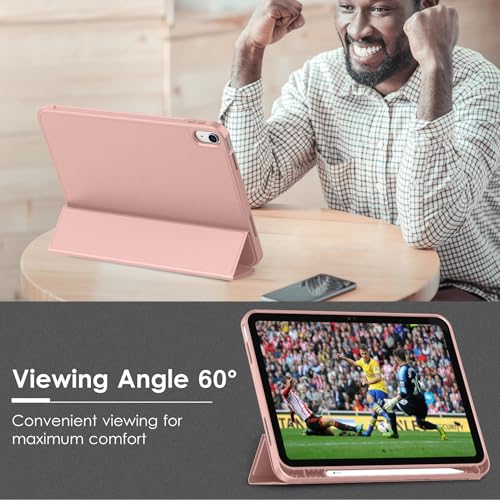 Image of ToaPoia Case for iPad (A16) 11 Inch 2025 /iPad 10th Generation 10.9 Inch 2022, Slim Trifold Stand Protective Cover with Pencil Holder and Soft TPU Back,Support Auto Sleep /Wake (Rose Gold)