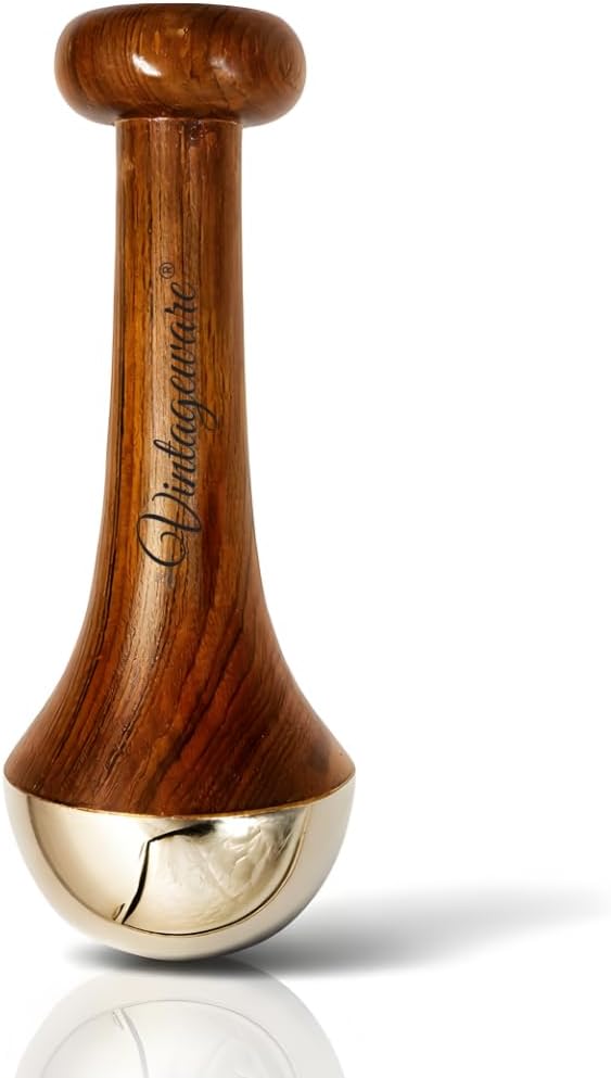 Vintageware® Kansa Wand Foot Massager With Teak Wood Handle for Stress Relief, Deep Relaxation and Repair Cracked Ankle (Natural Brown, Medium)
