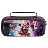 Space Cat Riding Pizza Carrying Case For Nintendo Switch Protective Portable Hard Shell Pouch Travel...