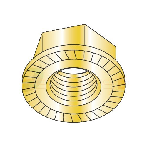 3/8-16 Serrated Hex Flange Locknuts/Steel/Zinc Yellow (Carton: 1,000 pcs)