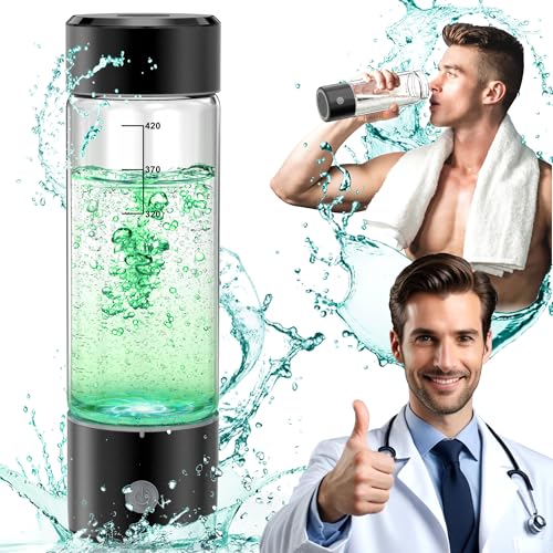 MOVOVA Upgrade Hydrogen Water Bottle, 3Min 2200PPB Rapid Hydrogen Water Generator -SPE PEM Tech, 14OZ Portable Hydro Water Machine, Health Care Gifts for Husband, Wife, Family, Friends, Travel