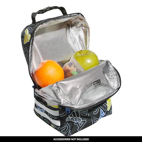 Image of adidas Unisex Santiago Lunch Bag, Insulated School Food Container Box Discontinued, Adi Comp Black /Bright Royal Blue /White /3.0, One Size