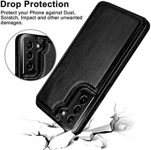 Coolden Compatible with Samsung S21 FE Case Wallet Case Shockproof with Card Holder Slot Flip Folio PU Leather Magnetic Closure Protective Case Cover for Samsung Galaxy S21 FE Phone Case (Black)