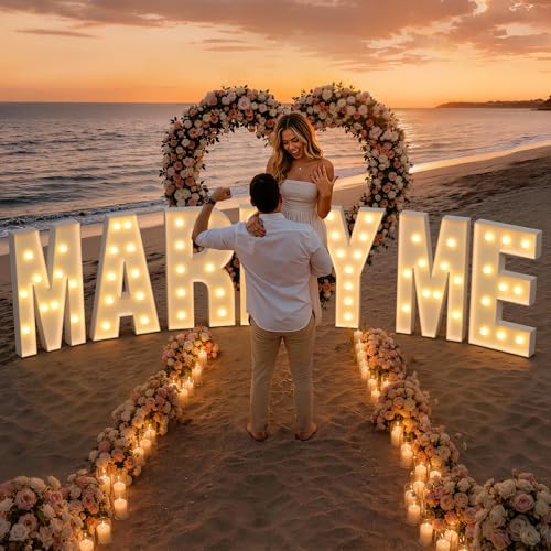 Image of Marquee Letters 4 Feet Tall Large Light Up Letters R Wedding Mr and Mrs Sign Marry Me Engagement Party Decor Yellow Light Birthday Decorations Balloon Arch Kit Foam Sign R