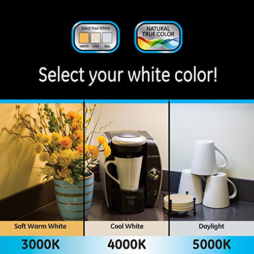 Image of Enbrighten Premium 18in. LED Under Cabinet Light Fixture, Direct-Wire, 900 Lumens, 97 CRI, Color-Select, On /Off Switch, In-Wall Dimmer Compatible, 50,000 hr. LED Life, Steel Housing, White, 34287