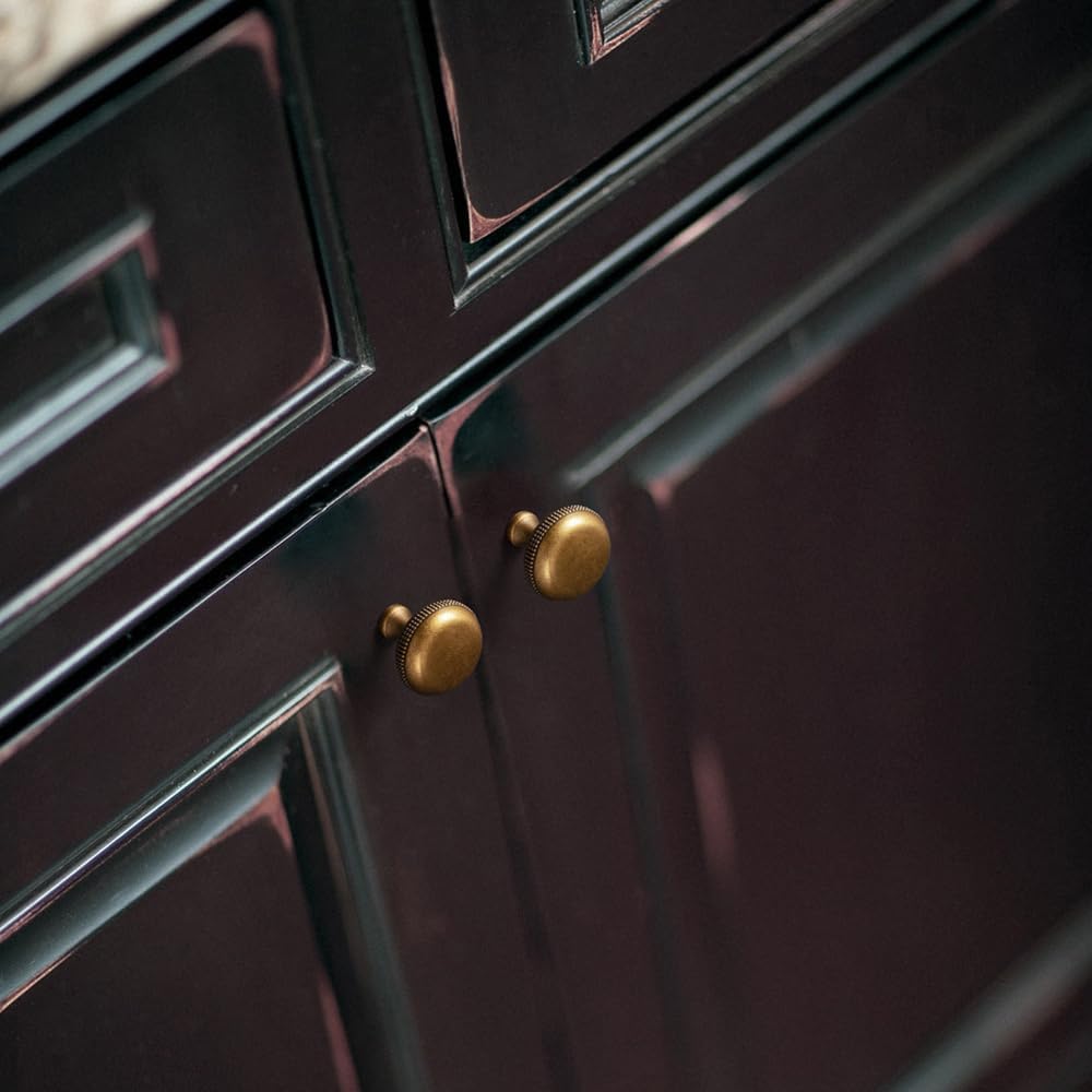 Goo-Ki 6 Pack Antique Brass Kitchen Cabinet Knobs - Beaded Edge Vintage Design | Farmhouse & Drawer Hardware​
