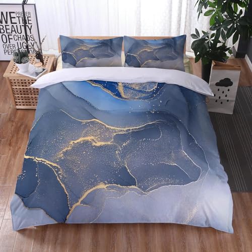 Ensemble de literie en marbre bleu King Size de qualité supérieure - 2