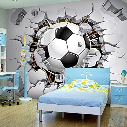 CILODO Photo Wall Mural Black & White & Football Non-Woven Wallpaper Photo Print Picture Image for Teens Boys Girls Bedroom Living Room Murals 150cm×105cm