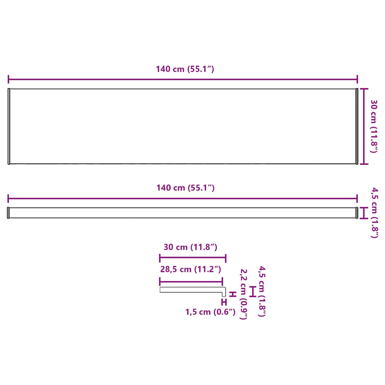 vidaXL Appui de fenêtre Blanc 140 x 30 x 4,5 cm PVC