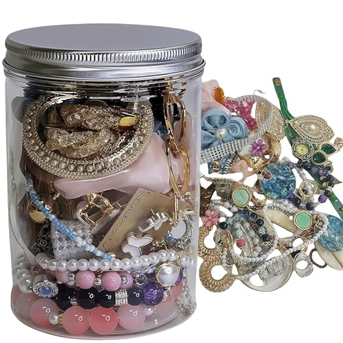 Tdnnlci Mystery Jewelry Box - 40-Piece Surprise Gift Jar for Women Assorted Necklaces Earrings Rings Bracelets Unique Birthday Present (Sliver)