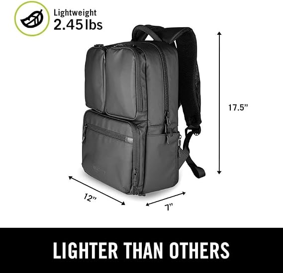 The Kenneth Cole REACTION Ryder 17-Inch Coated Polyester Travel Laptop Backpack Bag, Black