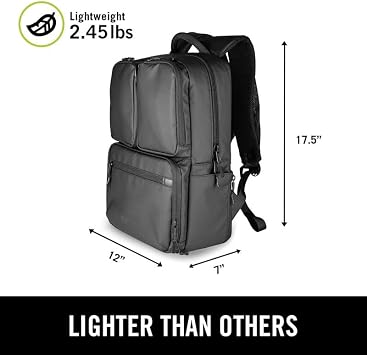 The Kenneth Cole REACTION Ryder 17-Inch Coated Polyester Travel Laptop Backpack Bag, Black