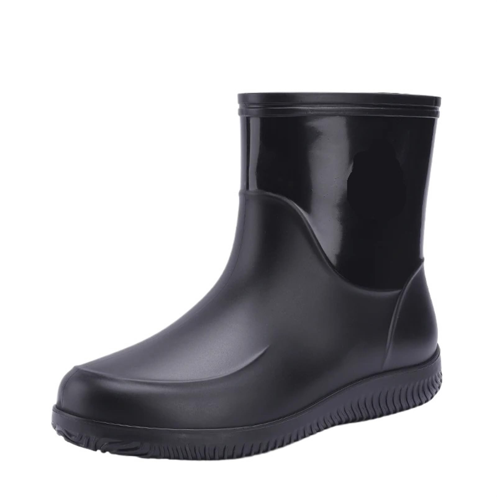 Botas de Lluvia for Hombre, Ligeras, for Senderismo, Impermeables, for Exteriores, de Goma, for el Trabajo y el Agua Botas Cortas de Hombre(Black,48)