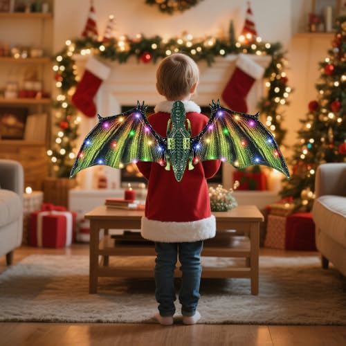 Alas de dragón ligeras que no dañan la espalda con luces para niños 2