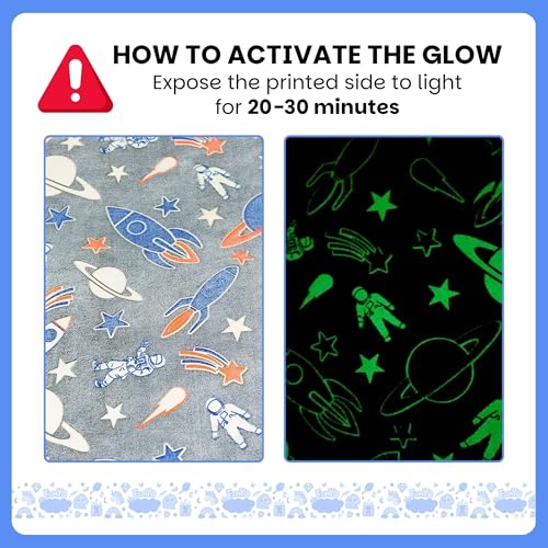 Image of Famyo Rocket /Spaceship Glow Blanket for Kids | Birthday Gift for 0-15 yrs | AC Blanket for Children | Return Gifts, Party Favour | Perfect for Gifting for Niece /Nephew /Son /Daughter (Grey)