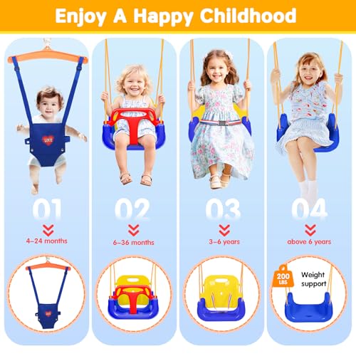 Image of 4 in 1 Toddler Swing Set & Baby Jumper, Foldable Swing Set for Backyard