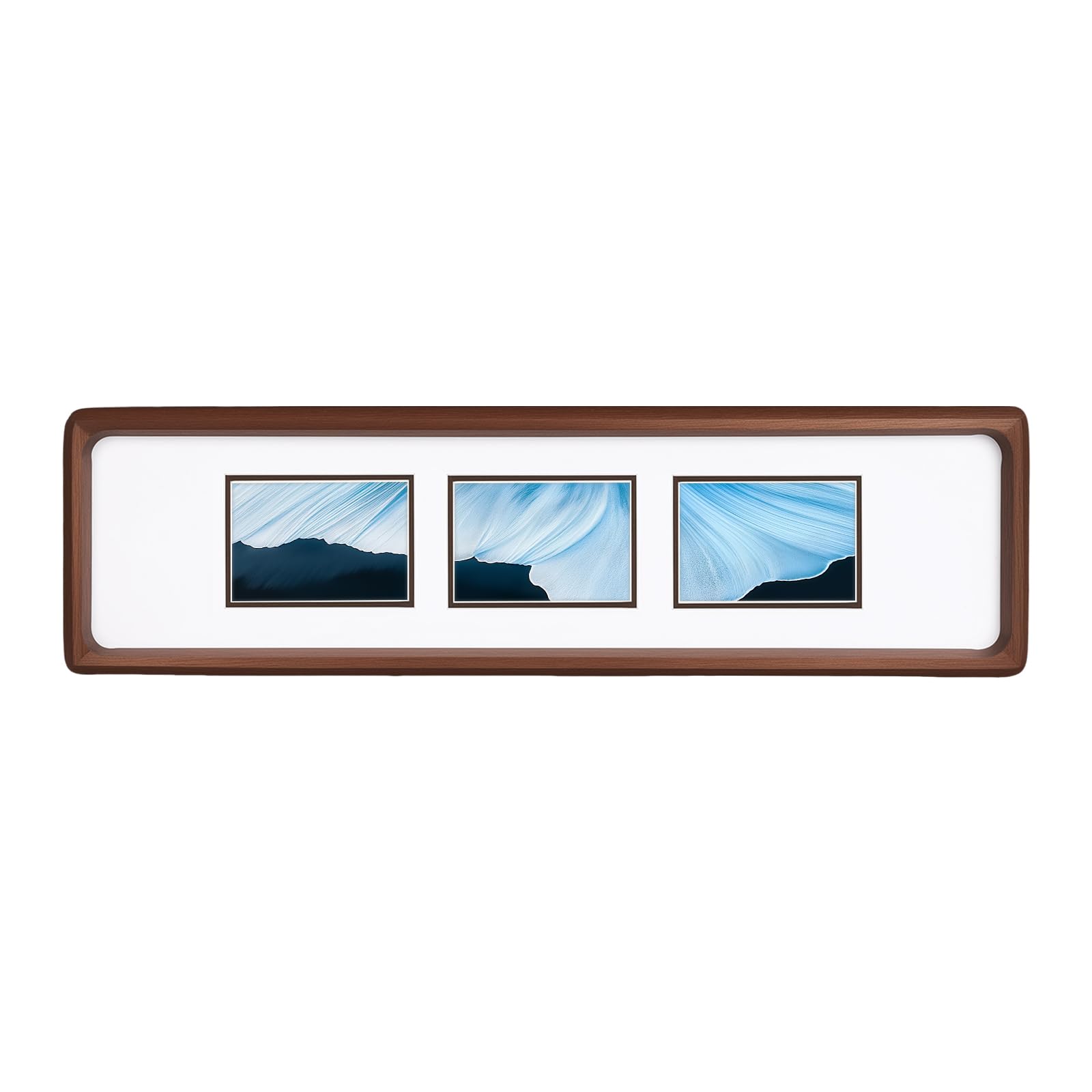 4x16 Collage Picture Frame Natural Walnut Solid Wood, 2x3 Collage Photo Frame Displays 3 Photos or 4x16 (Without Mat), Wooden Frame for Tabletop or Wall Mounting Display