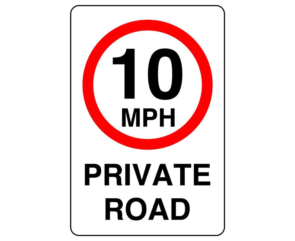 Safety First Display LTD 10mph private road- 1.2mm Rigid plastic high-visibility and durability for indoor/outdoor usage (400mm x 300mm)