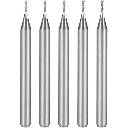 uxcell 5PCS 1/8" Shank 0.8mm x 3mm Carbide End Mill CNC Router Bits 2 Flute Milling Bit for Acrylic PVC MDF Wood