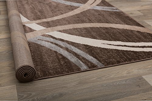 Rugshop Modern Wavy Circles Design Area Rug 9' x 12' Brown