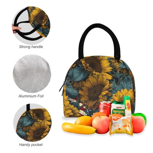 America Sunflower Print Backpack Set with Lunch Bag, Large Capacity Travel Backpacks and Lunch Box Insulated for Commute Hiking Picnic4