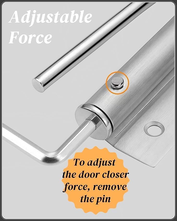 MURTISIDDH Automatic Door Closer, Heavy Duty Adjustable Spring-Loaded Door Closer with Allen Key & Screws, Self Closing for Residential, Commercial, Storm, Interior & Screen Doors. (Pack of 1) 1